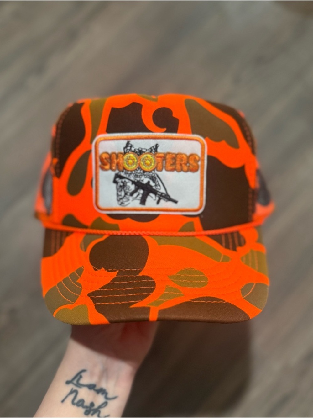 Shooters Vintage Inspired Camo Trucker Hat Blaze Orange Snapback NEW